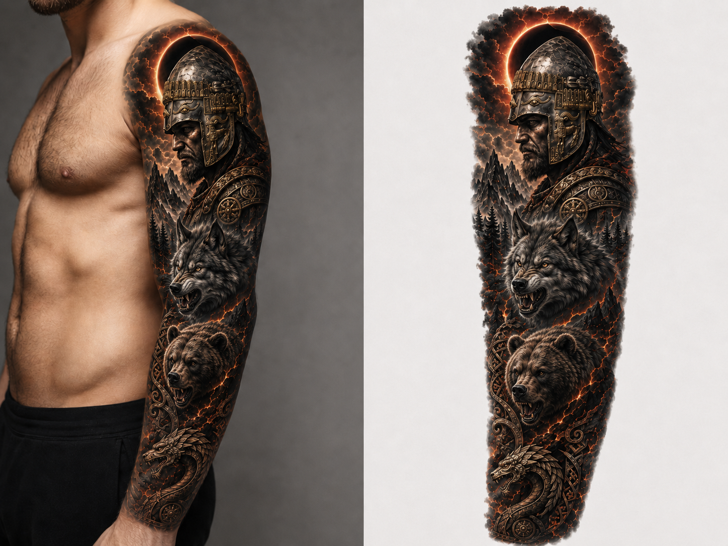 GUARDIAN OF THE MOUNTAINS from the Dacian Warrior Sleeves — EUR 30 tattoo collection